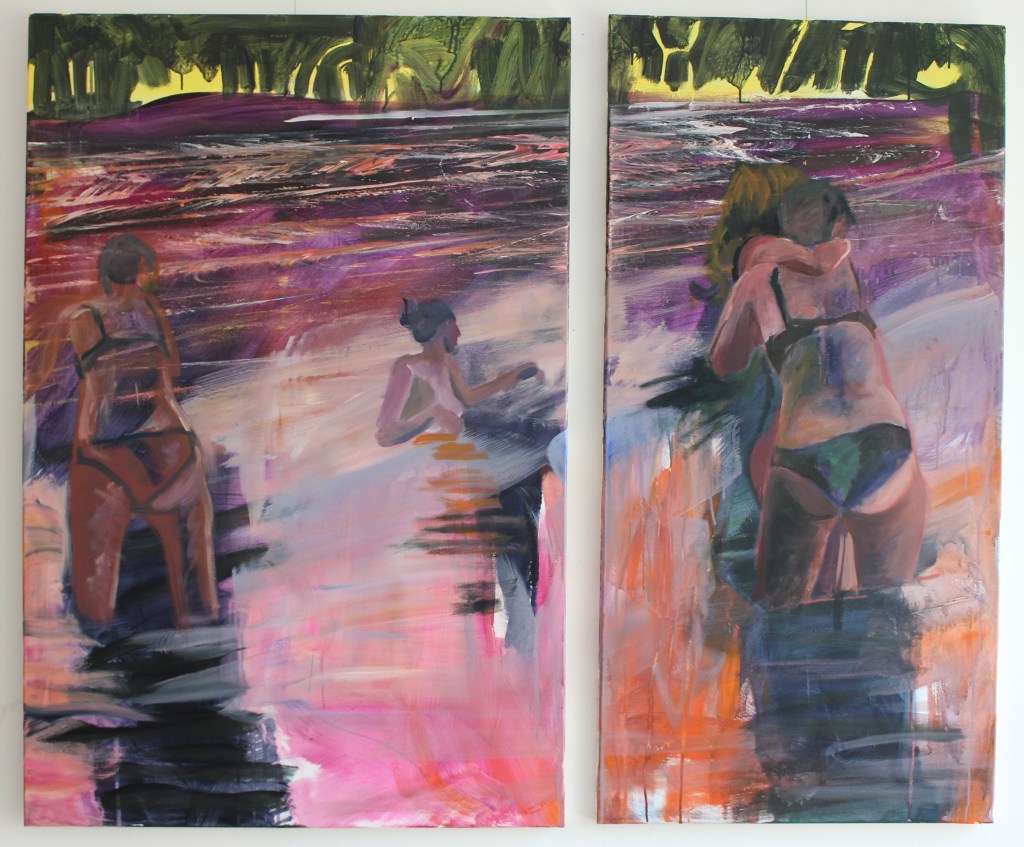 unverhofft [zeiteilig] /2025/ 80 x 120 cm and 60 x 120 cm acrylic on canvas 
